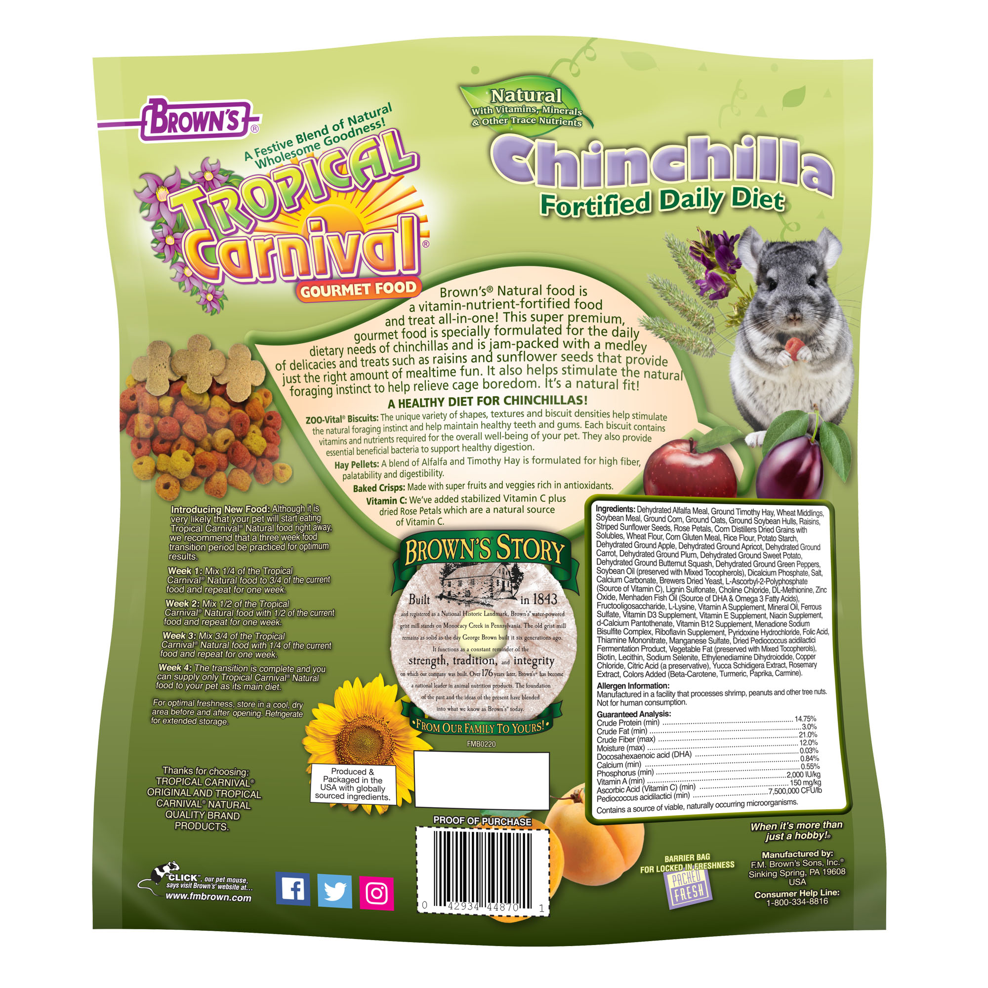 Tropical Carnival® Natural Chinchilla Fortified Daily Diet . Brown's | Wholesale Small Animal & Bird Seed Suppliers Tropical Carnival® Natural Chinchilla Fortified Daily Diet . Brown's | Wholesale Small Animal & Bird Seed Suppliers