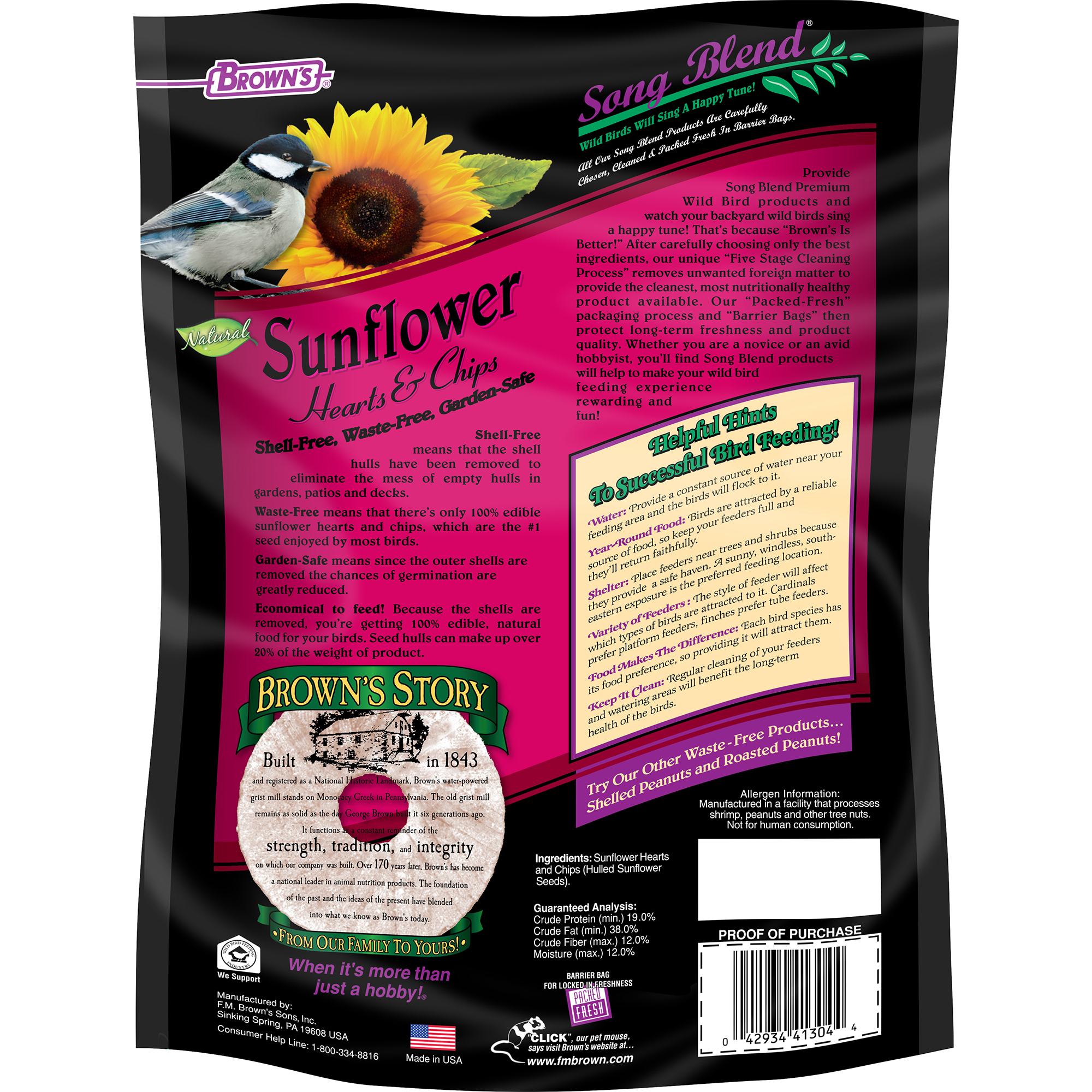 Details about   Wagner's 57051 Sunflower Hearts & Chips 3-Pound Bag 