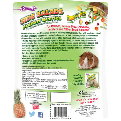 Timothy Hay Side Salads Fruits & Berries