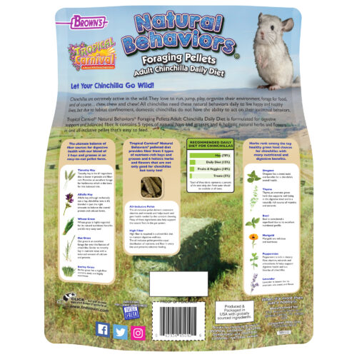 Tropical Carnival® Natural Behaviors Foraging Pellets Adult Chinchilla Daily Diet 3 lb.